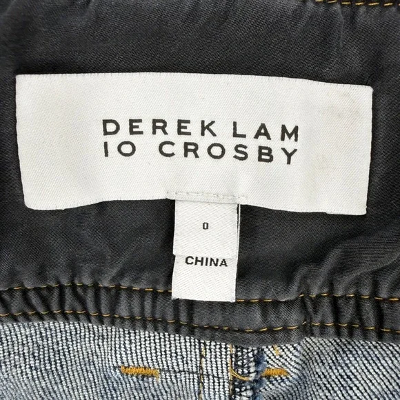 Derek Lam 10 Crosby Denim Shorts Women 0 Blue Toggle Pocket Frayed Hem High Rise - Picture 3 of 10